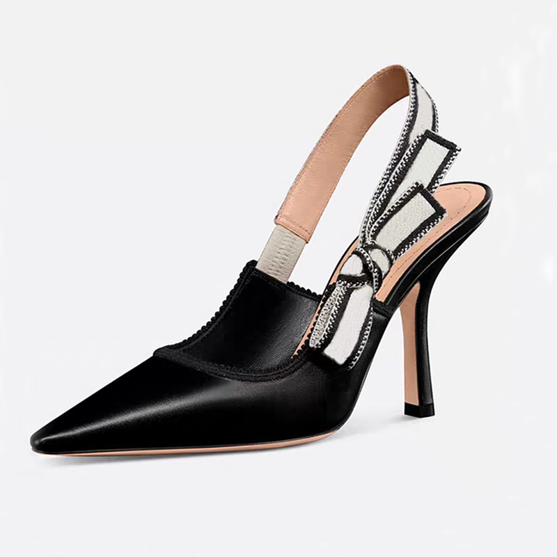 2026 Brand The catwalk New Women High Heels Webbing Bow Pointed Classic Fashion Dress Luxury Designer Embroidered Letters Decorative Party Evening Shoes