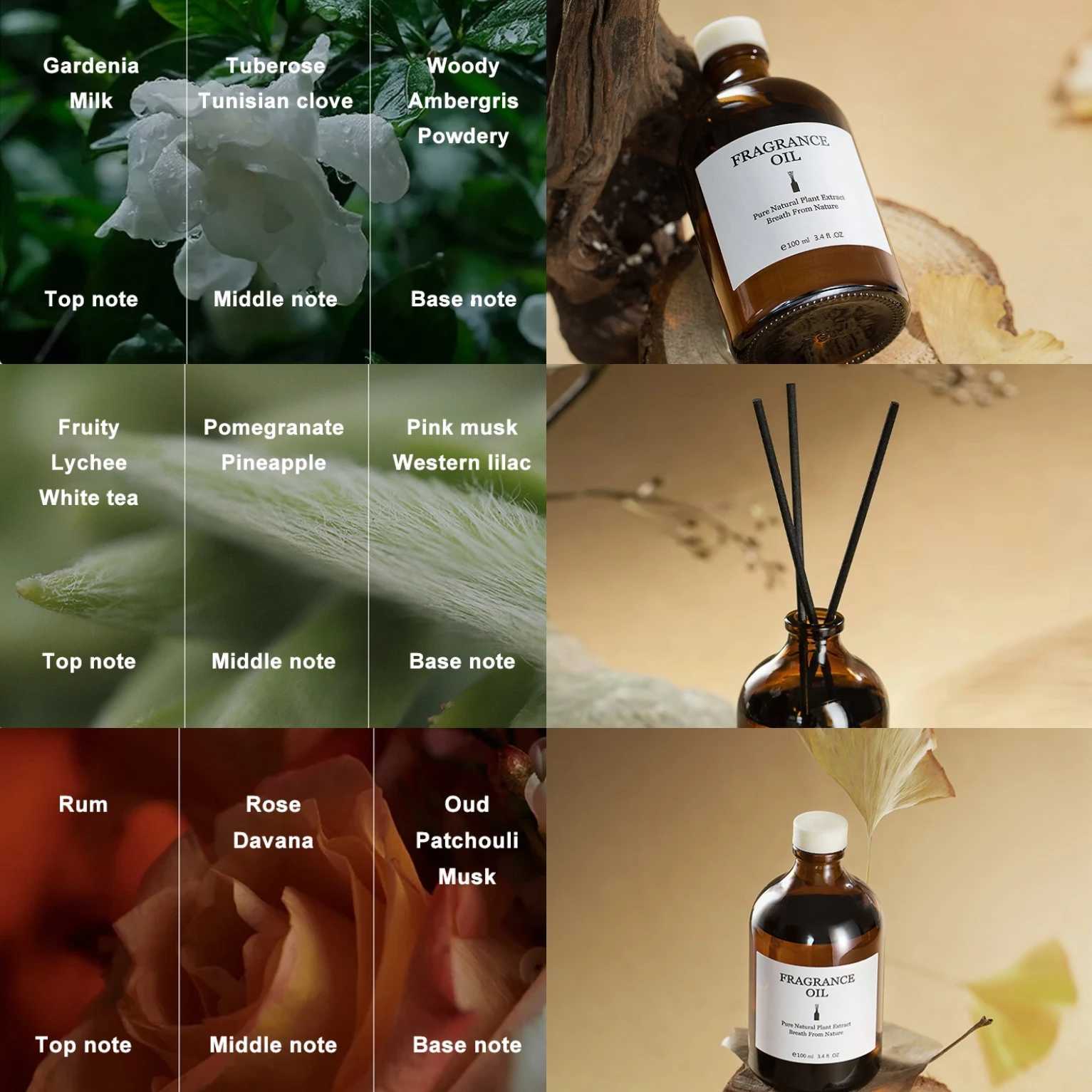 100ml Hotel Aromatherapy Essential Oil White Tea Rose Bedroom Lasting Fragrance Freesia Bathroom Deodorizes Reed Diffuser D260317