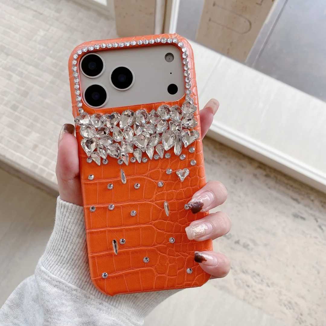 3D Crocodile Pattern Luxury Rhinestone Case for IPhone 17 Pro Max 15 14 13 12 11 16 Pro Max 17 air Diamond Cust PC Hard Cover C260314