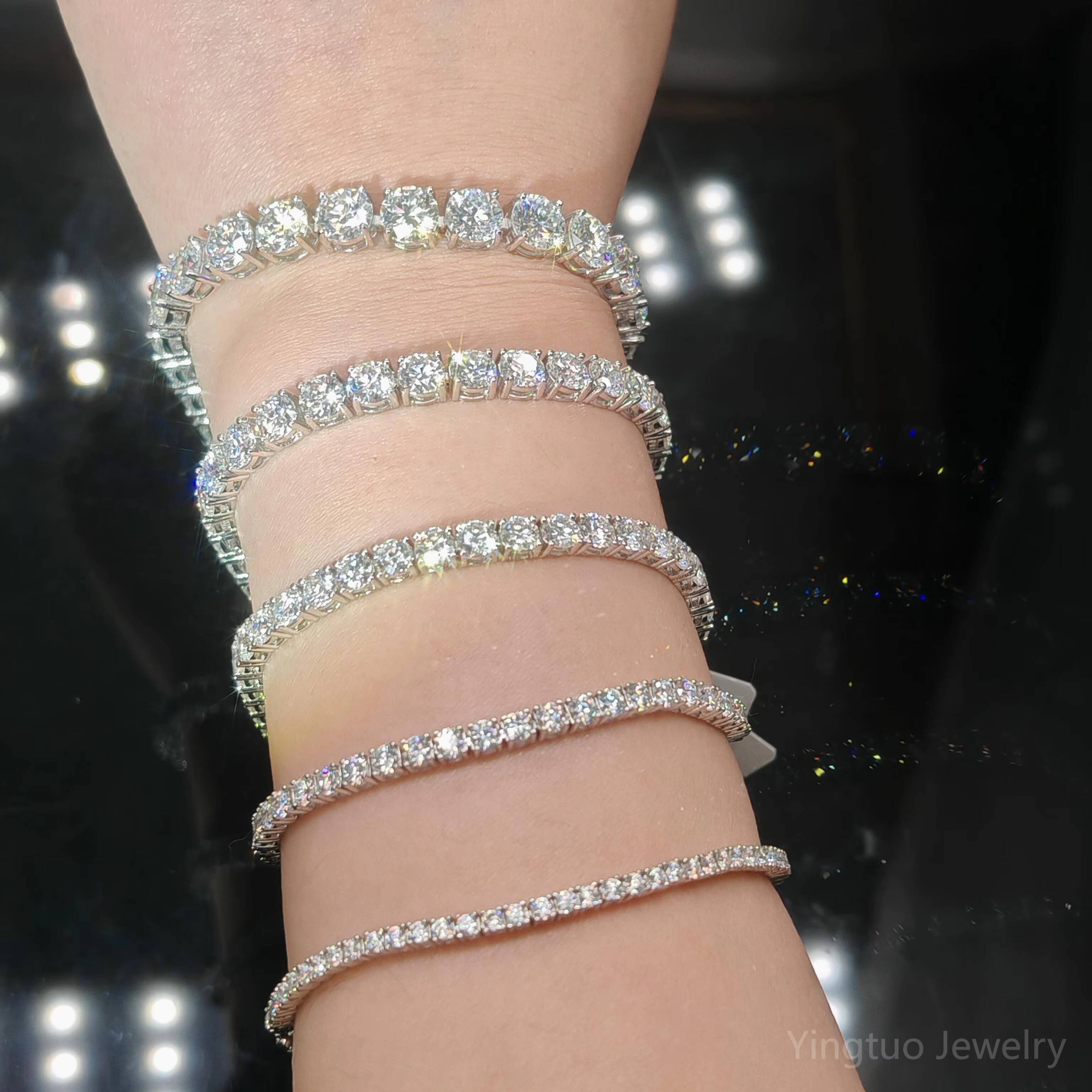 Wholesales Prices Hiphop Moissanite Tennis Chian Pass Diamond Test Moissanite Bracelet Necklace for Parties With GRA