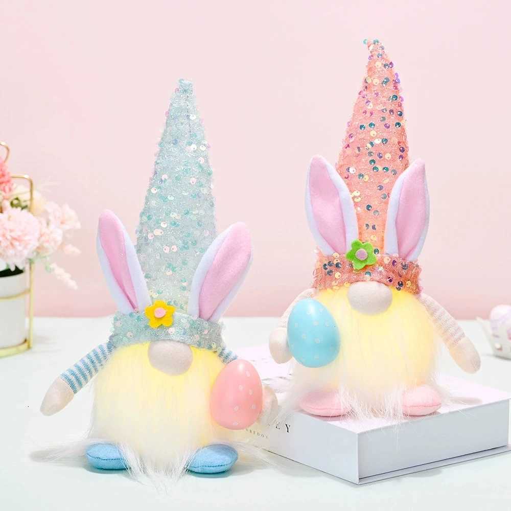 Easter LED Glowing Faceless Gnome Doll Cute Rabbit Ornament Kids Gift Favors 2025 Spring Easter Decoration for Home Party Supply H260316