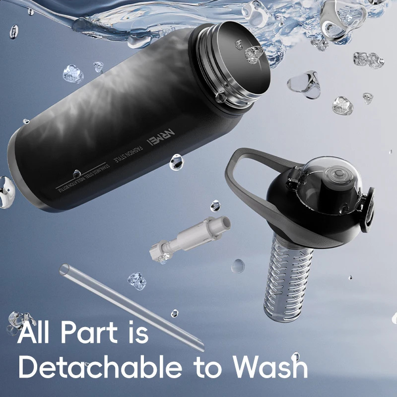 One Button Open Water Bottle with Lifting Rope Large Capacity Stainless Steel Thermos BottleOutdoor Sport Vacuum Flasks 260317