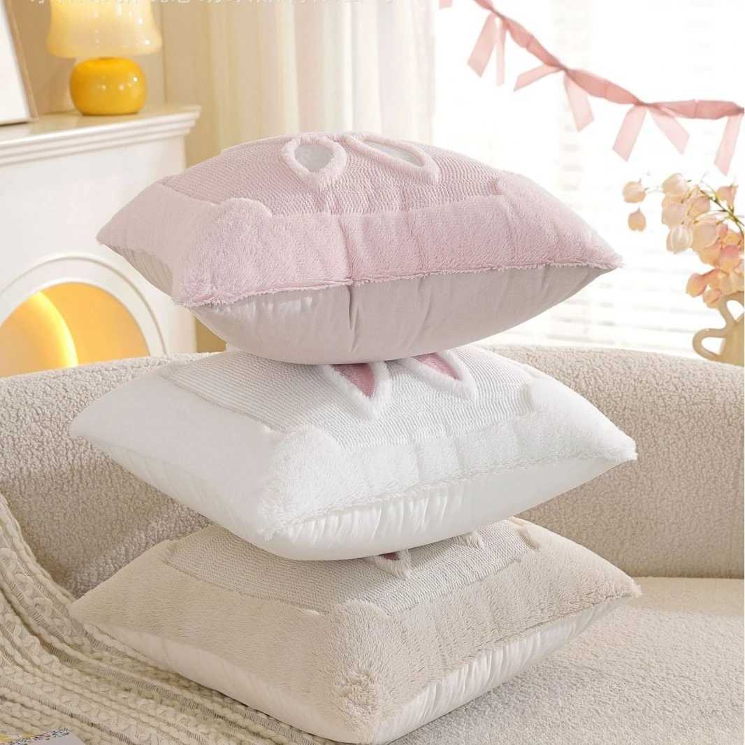 Easter Bunny Jacquard Throw Pillow 18x18 Inch 1 PcDecorative Cushion Washable Invisible Zipper Skin-friendly for Sofa Couch Bed D260317