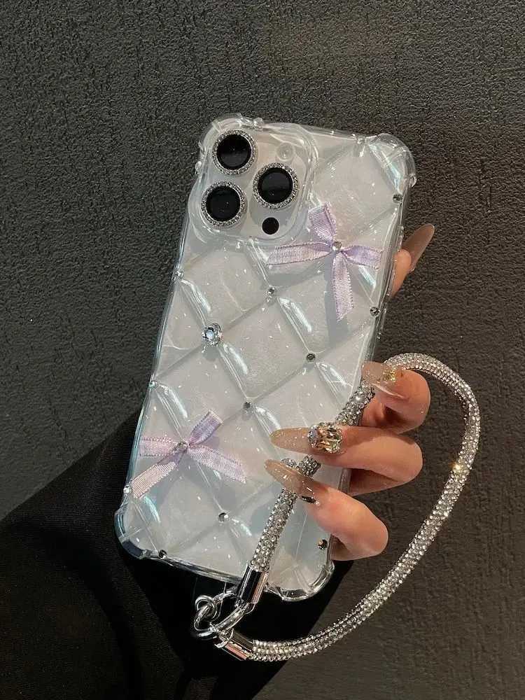 for iPhone 17 Pro Max Case Luxury Glitter C Designer Diamond Glitter Strap Chain Phone Cover for iPhone 16 14 15 13 16e 12 11 C260314