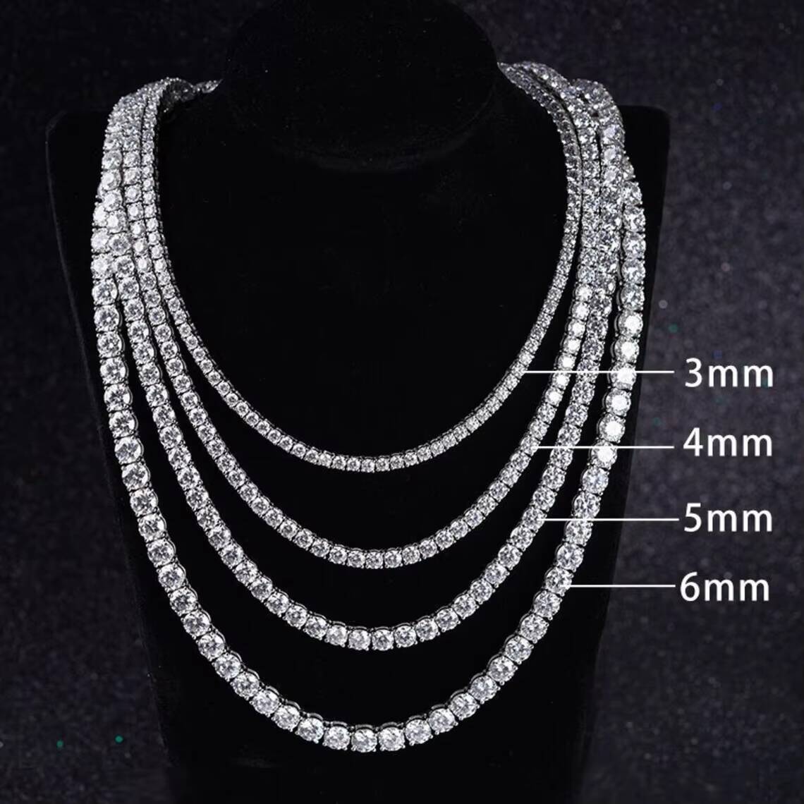 CVD IGI Certified Lab Grown Diamond Tennis Chain Necklace Vvs Iced Out 925 Silver Lab Diamond Chain