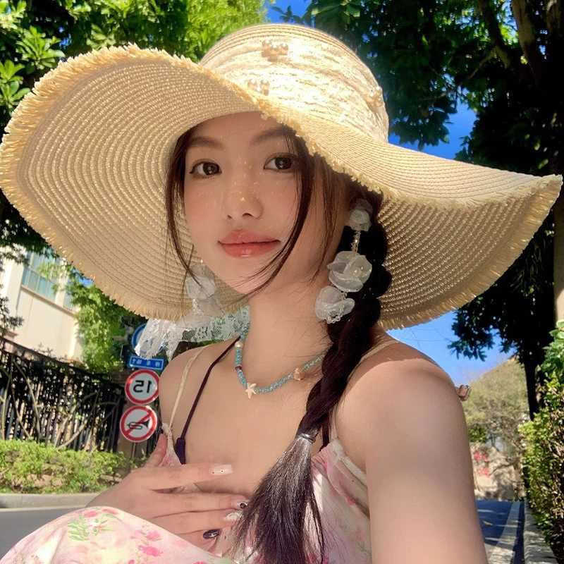 2026 Spring Summer Womens Lace Bow Grass Hat French Style Large Brim Sun Hat Casual Beach Hat Top Hat Outdoor Wear Accessories H260317 - view 3