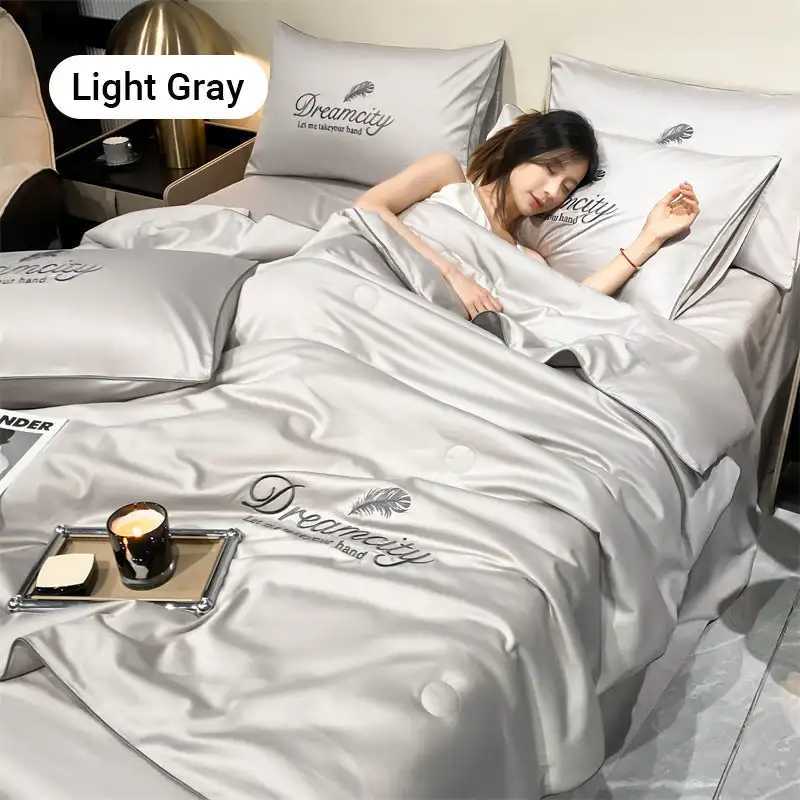 High Quality Solid Color Double Washed Cotton Bedding 4 Pieces Set Student Dormitory Bed Linen Duvet Set Bed Suit or 1 Pc Quilt D260317