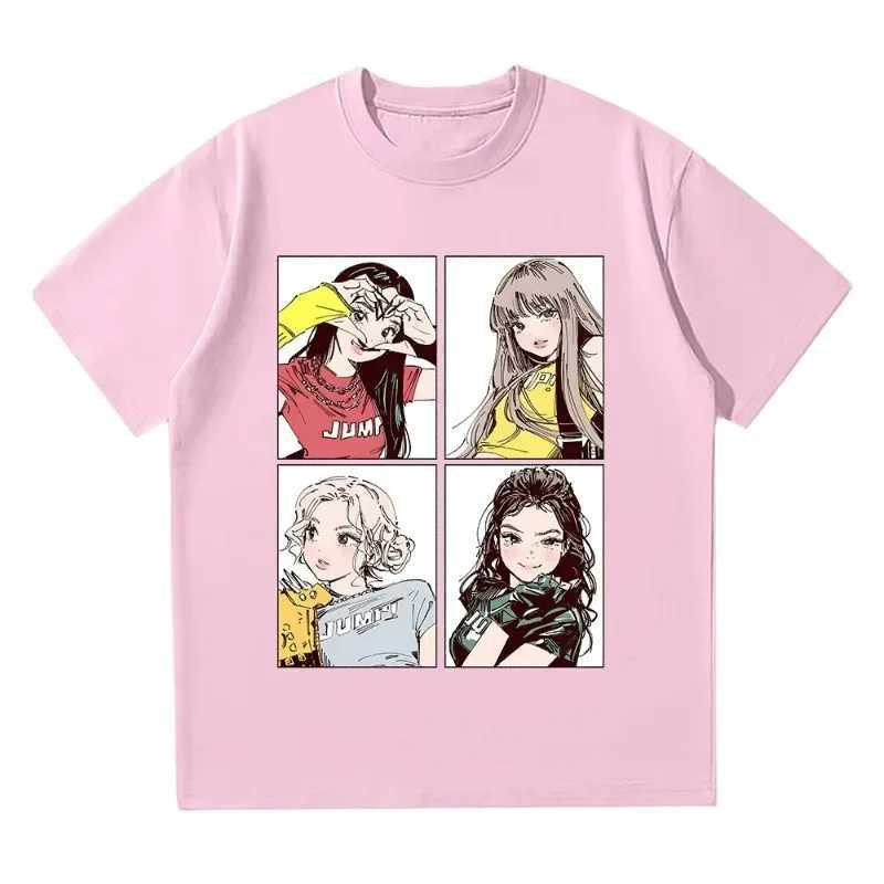 Kpop BP Jump 2025 Tees Pink Girls Band Clothing Adorable Anime Graphic T Shirts Summer Cotton Comfortable Y2K Tops M260317