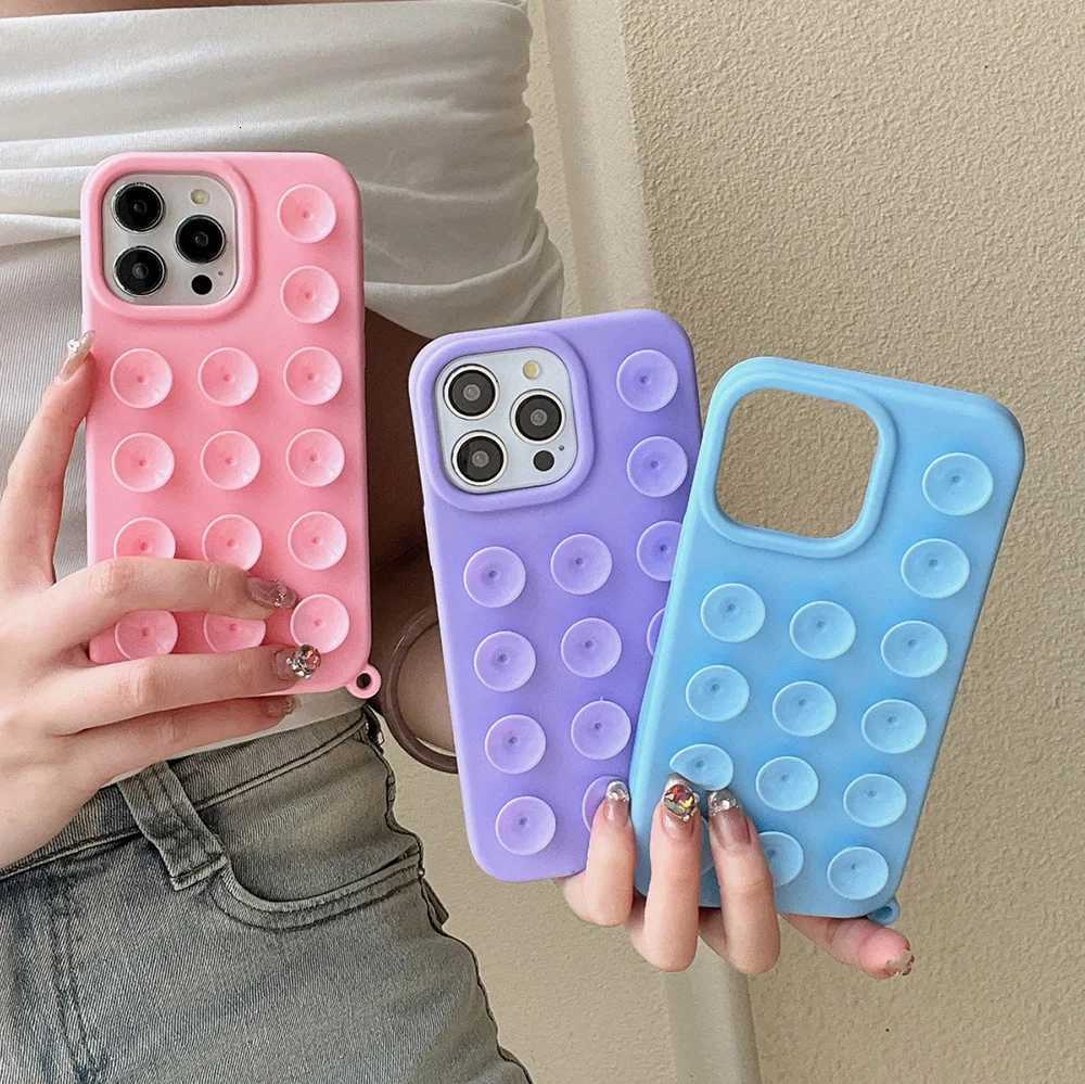 Suction Cup Soft Silicone Phone Case For iPhone 16 Pro Max 17 13 14 11 12 15 Pro Max Plus Anti-Slip Shockproof Candy Color Cover C260314