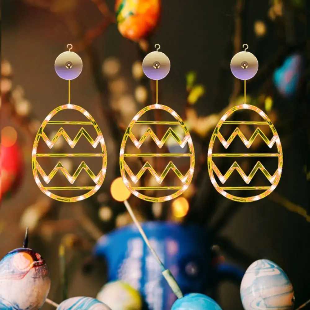 Durable Plastic Easter Window Lights Wall Hanging Lightweight Egg Suction Cup Light Multicolor String Lights Party H260316