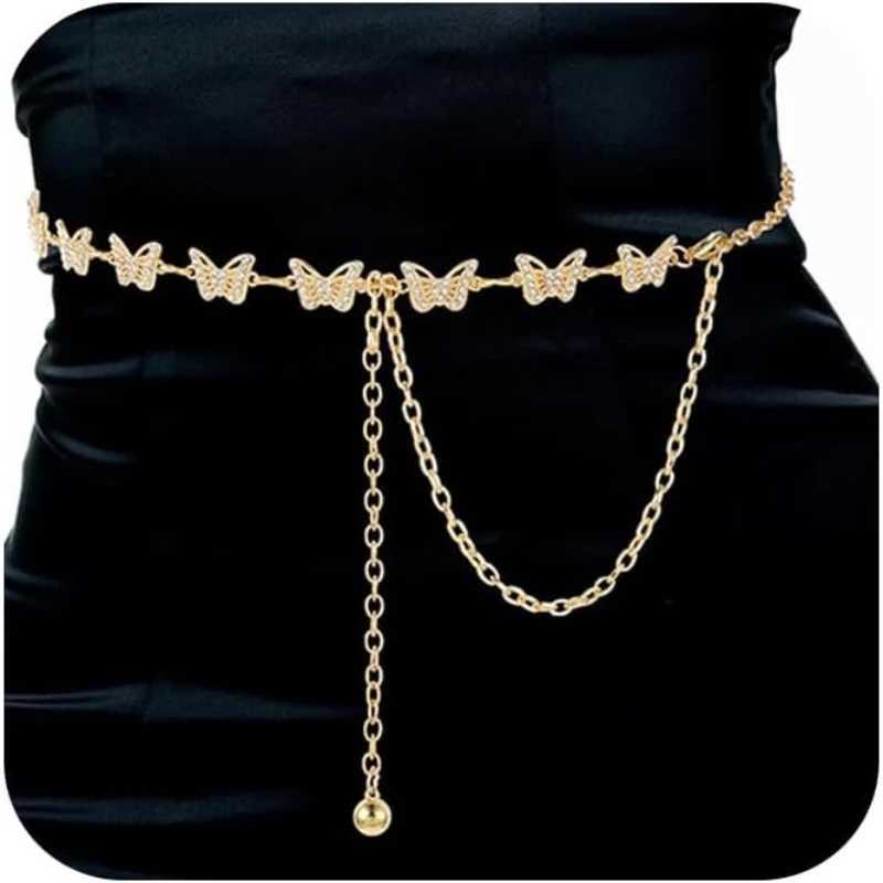 Chain Belt - Fashion Waist Chain Belt with Moon Butterfly Rhinestone Layered Design H260316 - view 6