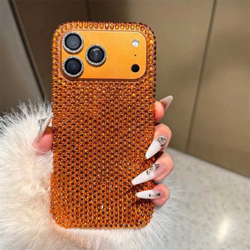 Luxury ar Orange Glitter Rhinestone Bling Phone Case For iPhone 17 Pro Max Air 11 12 13 14 15 16 Prax Shining Back Cover C260314