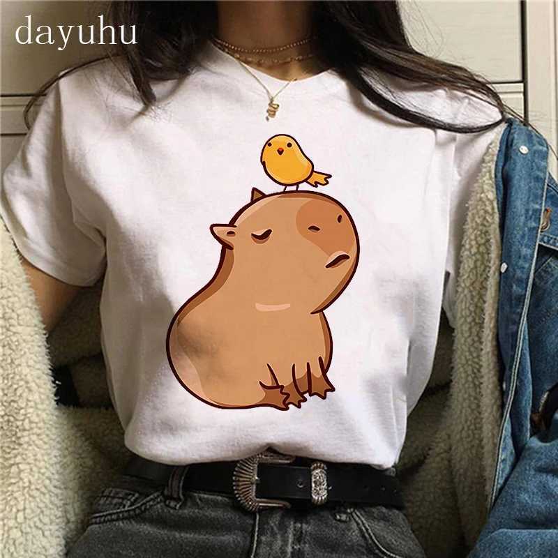 Funny 90s Capybara Tshirt Women T-Shirt Capibara Cartoons CloTHes Capybaras T Shirt Female Casual Top CloTHes M260317