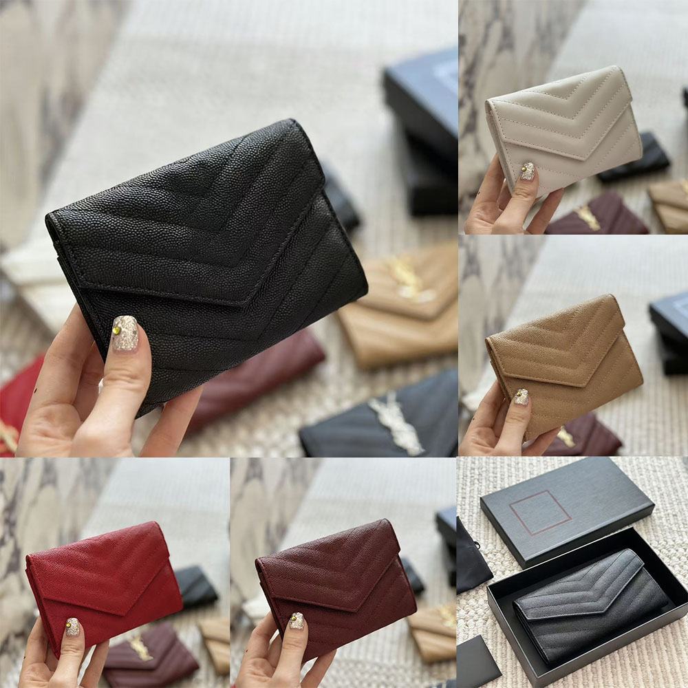 Top designer wallet women card holder chain wallet Coin bag Caviar Cowskin leather wallet for women short wallet luxury mini purse card wallet keychain wallet