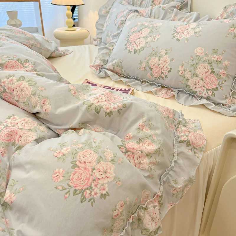 Fresh Botanical Floral Bedding Set for Kids and Adults Leaves Flower Duvet Cover Pillowcases Soft Washed Cotton Home Textil D260317