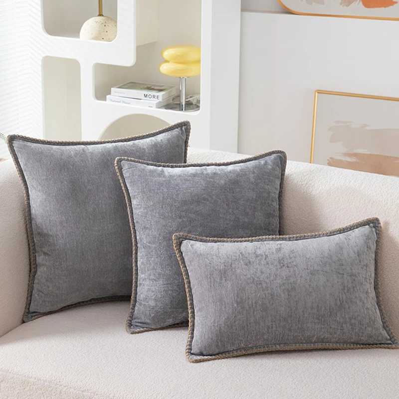 Black Cushion Cover Chenille Throw Pillow Cover 30x50cm Decorative Pillows for Sofa Bed Velvet Luxury Sofa Cushions Home Decor D260317