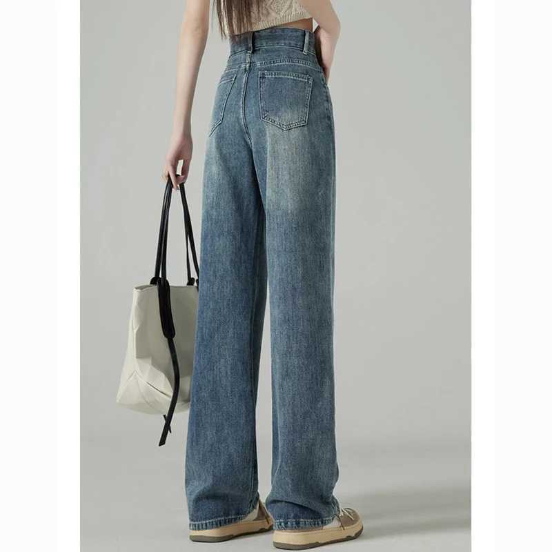 Female Big Size High Waist Loose Casual Jeans s Fashion Thin Straight Leg Pants Women Korean Casual Denim Trousers M260317