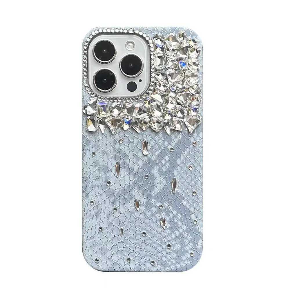 Luxury Glitter Snake Leather Diamond Crystal Phone Case Cover For iPhone 17 16 15 13 14 11 12 Pro Plus Max C260314