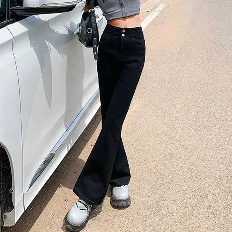 Woman High Waist Y2k Clothes Flare Jeans Female Fashion Harajuku Bell Bottom Pants s Designer Gray Black Blue Denim Trousers M260317
