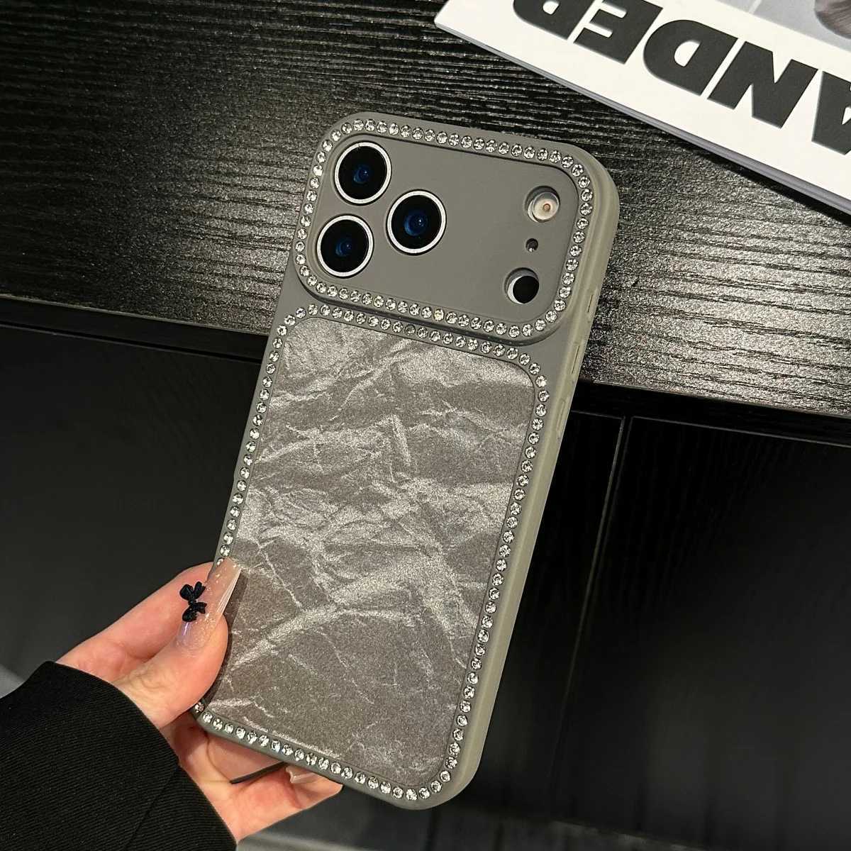 Luxury Shiny Diamond Snow Mountain Velvet Phone Case For iPhone 17 16 15 14 13 Pro Max Acrylic Large Window Shockproof Cover C260314