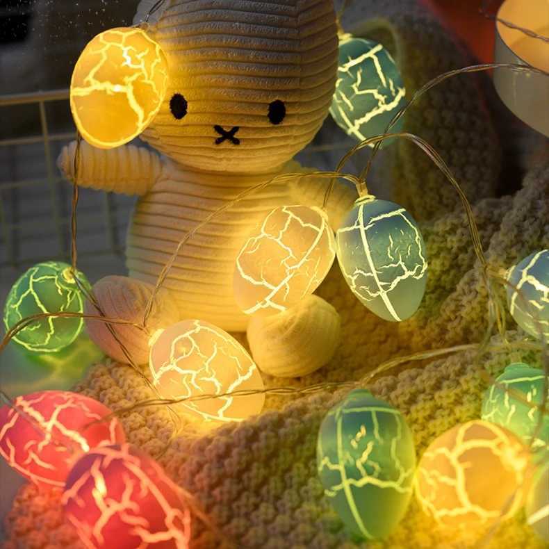 Easter Crackle Colorful Eggs String Lights Easter Party DIY Decoration Bedroom Ambience Sense Lighting Wedding Party Decoration H260316