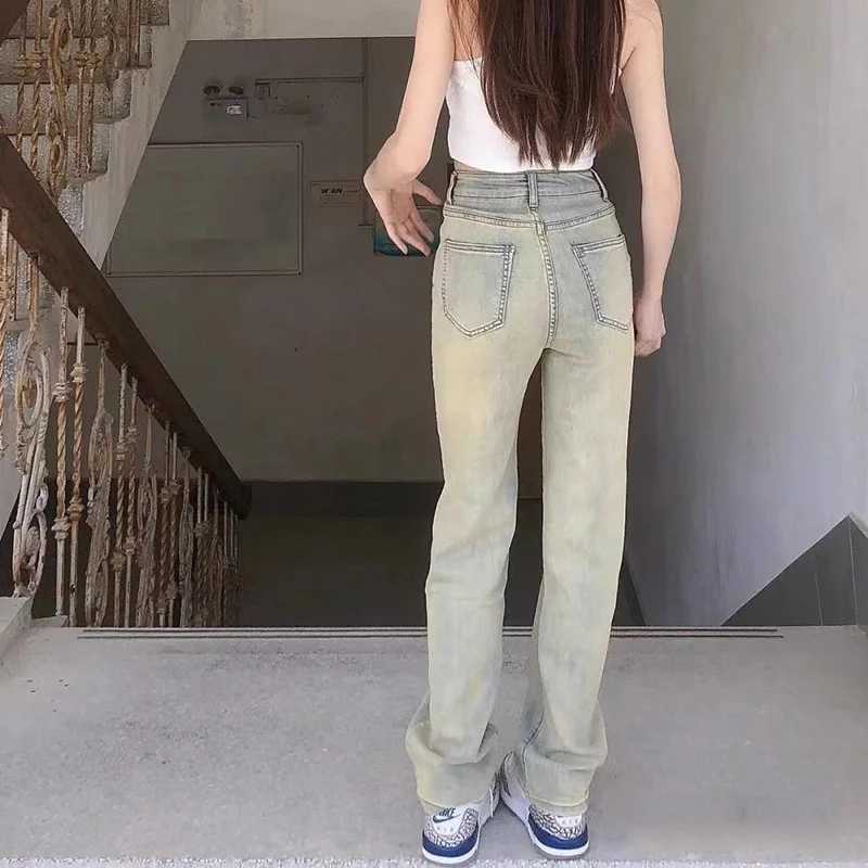 Chic Retro High Waist Straight Leg s Jeans Hot Sale Lady Classic Solid Denim Trousers Female Casual Thin Long Pants M260317