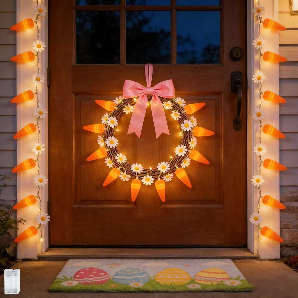 Easter Carrot Light String Easter Yard/party/dining Table/showcase/theme/gift/garden/photo Prop Decor Light Battery Powered H260316
