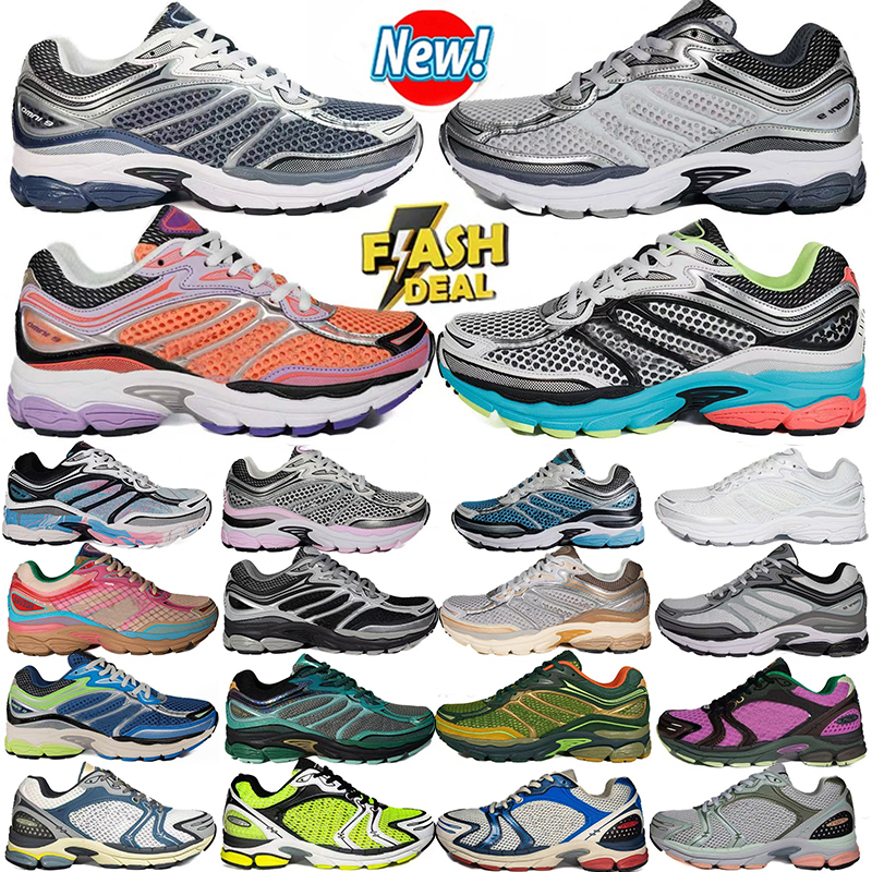 Designer Shoes Progrid Omni 9 Designer Shoes Outdoor Running Shoes Shock Absorption Wear Resistant Thick Sole Grey White Navy Blue Sneakers