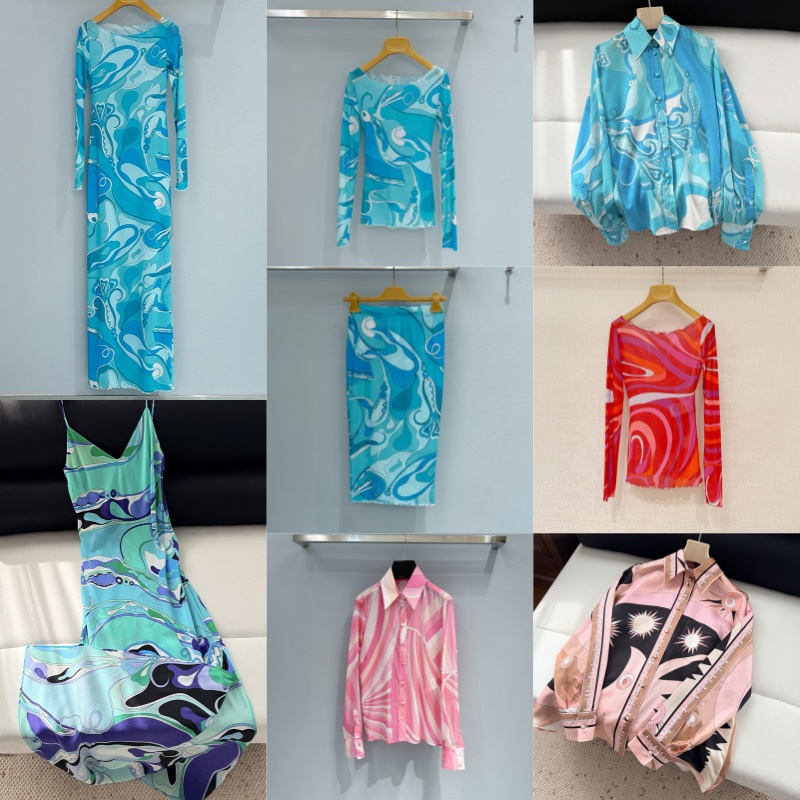 Luxury Mixed Prints Beach Dress Blouse Top Designer High Waist Shirt Dresses Elegant Summer Vacation Yacht Beach Resort Outfits