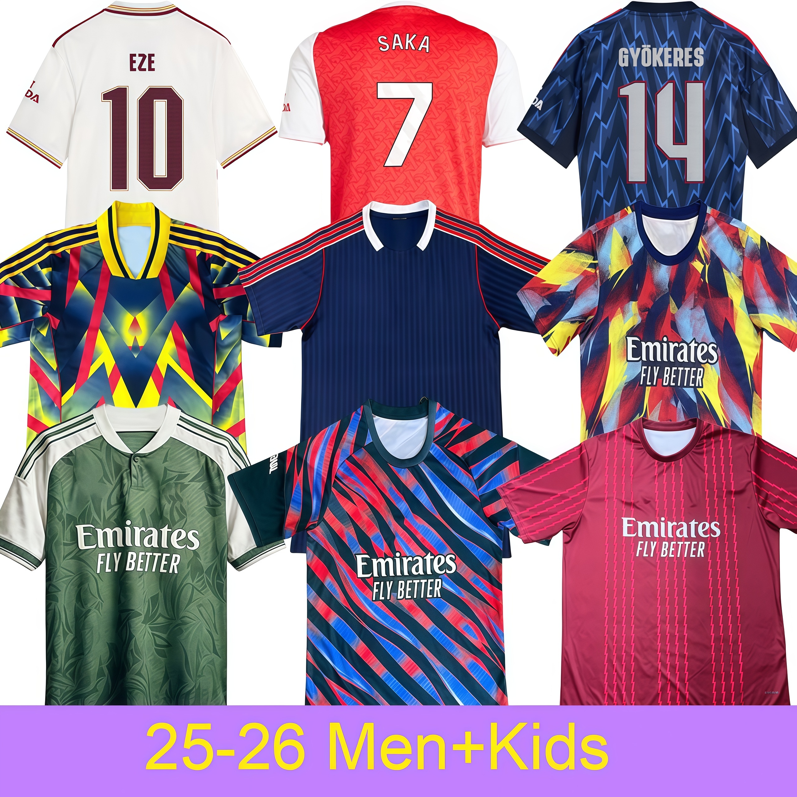 25/26 Arsenel SAKA soccer jerseys ODEGAARD HAVERTZ football shirts eze Gyokeres match kits for men and kids