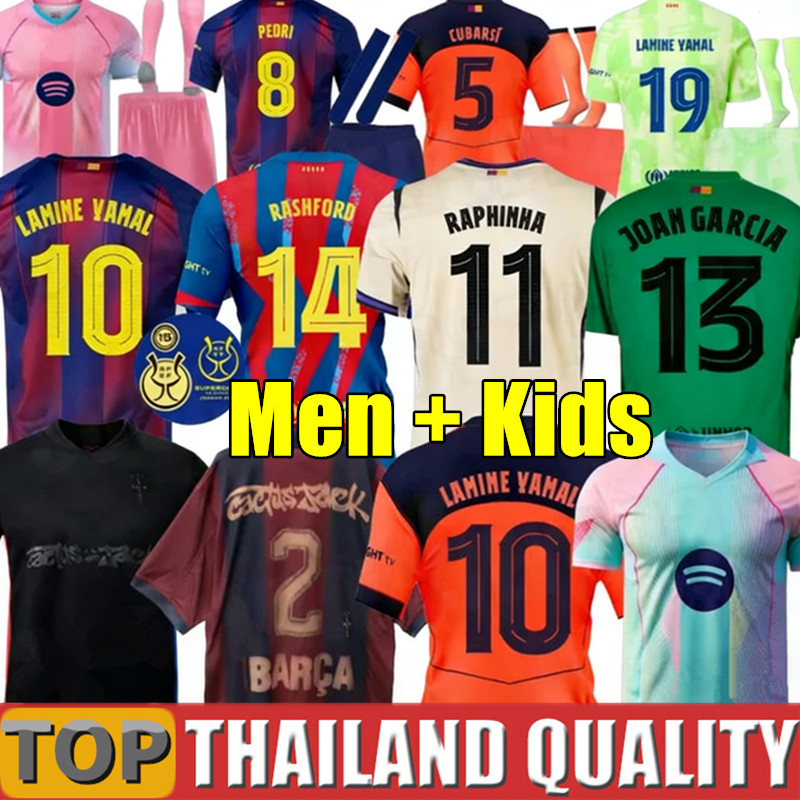 25 26 27 LAMINE YAMAL Lewandowski Barcelona Soccer Jerseys Raphinha FERRAN 2025 2026 Football Shirt F. DE JONG Men Women Kids Cactus Jack 2025 Rashford Joan Garcia