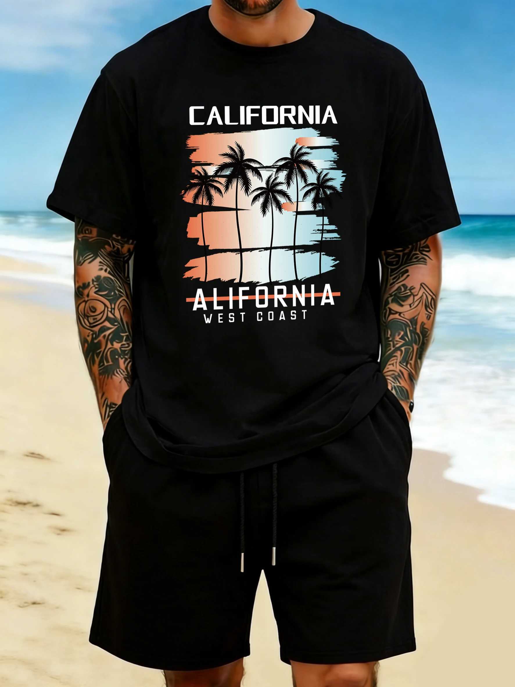 California West Prints T-Shirt Men Cotton Crewneck T Shirts Summer Oversized Man Clothes MUlticolor Loose Short SLeeve M260317