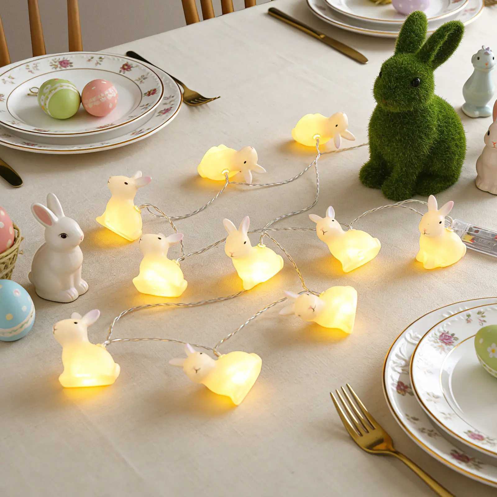 1Set Rabbit String Lights Easter LED Light Decor for Room Party Garden Bright Low Power Consumption Easter H260316