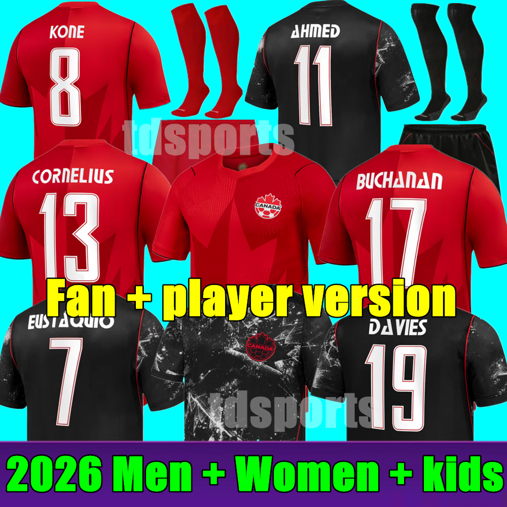 2026 World Cup Canada Soccer Jersey National Team Home Red Football Shirts DAVIES KONE BUCHANAN EUSTAQUIO AHMED DAVID Men kids kit women uniforms fans player version