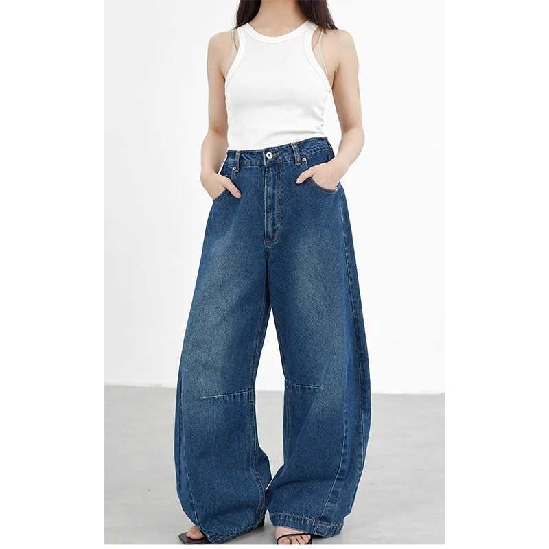 Wide-Leg Balloon Pants Loose Plus-Size Jeans Hip-Covering Slimming Retro Long Pants Fall/Winter 2025T260317