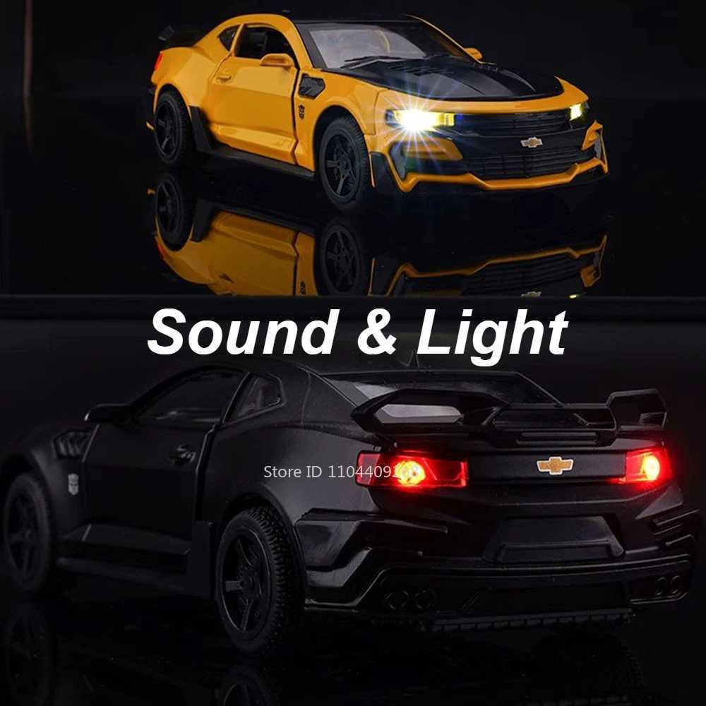 132 Scale Camaro Alloy Diecast Model Sports Car Toy Sound Light Doors Opened Police Vehicles Toys for Child Birthday Gifts D260317
