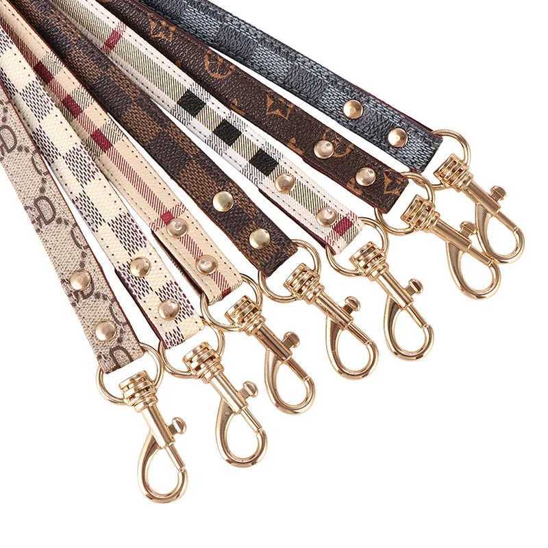 Dog Collars Leashes Leather Collar and Leash Set Adjustable Basic Check Pattern Durable Harness with Metal Buckle SuitablT260314 - view 6