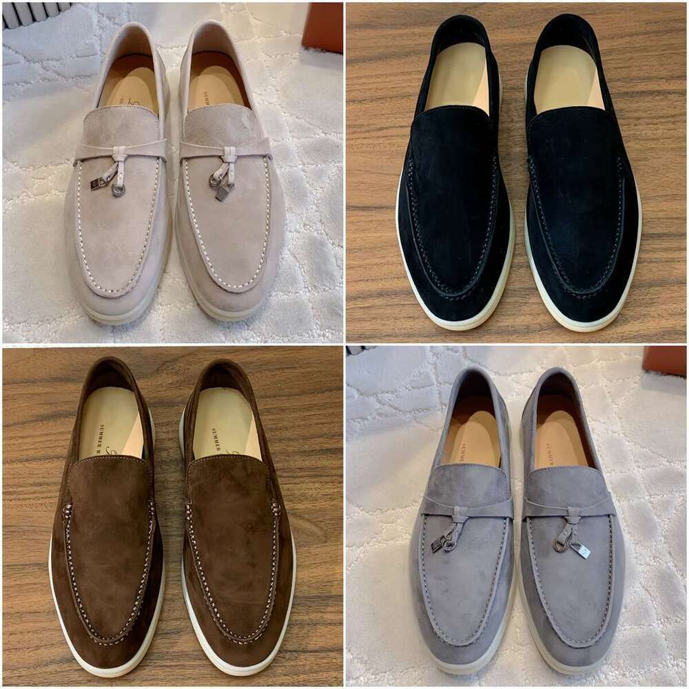 Women dress designer loafers flat men casual shoe luxury moccasin slip on suede low top leisure shoes apricot black
