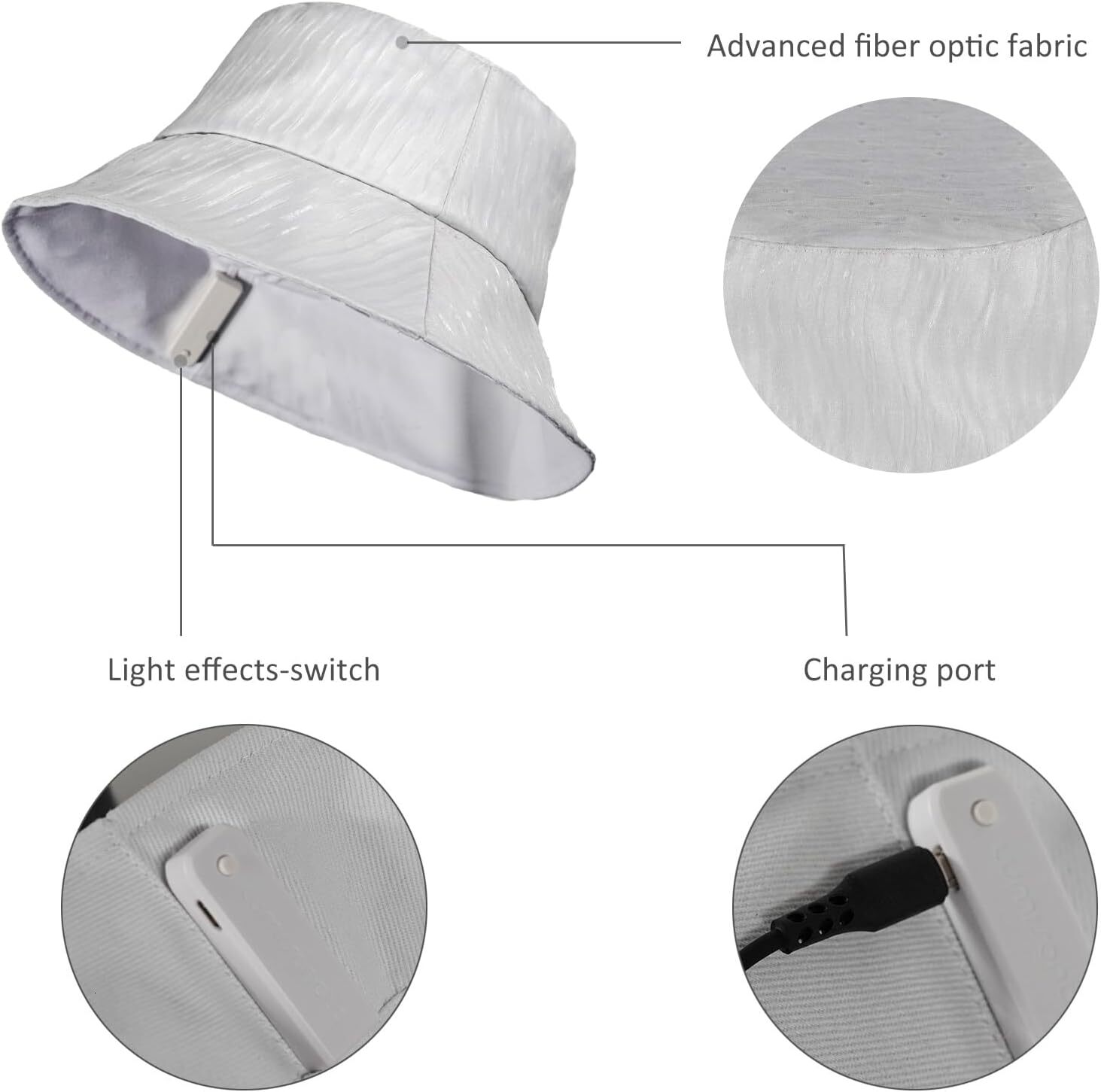 LED Light Up Hats Waterproof LED Hats Fiber Optic Light-Up Boater Hats Fashionable Multicolored Boater Hats Party Hats