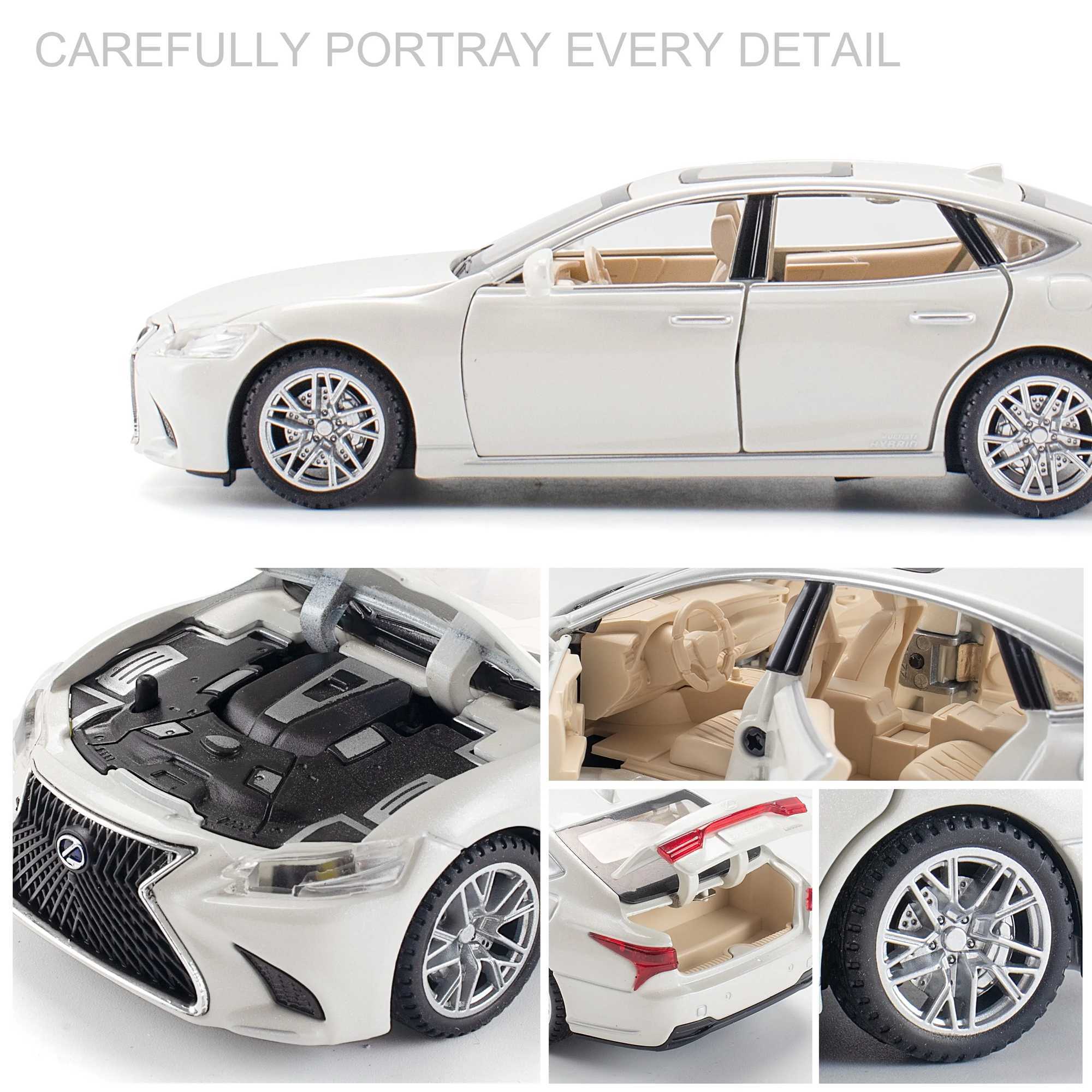 132 alloy die-cast LS500 car model simulation sound and light sedan childrens toys with base ornaments gift D260317