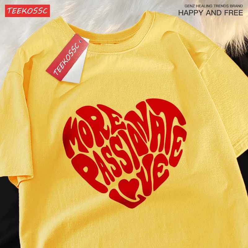 More Passionate Love Print Tshirt Men Women Casual Summer Tee Clothes Casual Sweat Pattern T Shirt Couple Hip Hop Cotton Tops M260317