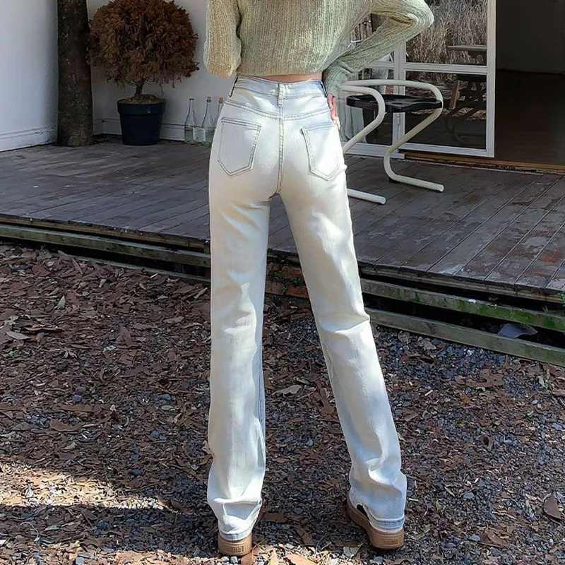 Classic Fashion Women Thin Straight Leg Jeans Pants s Korean High Waist Denim Pants Lady Vintage Casual Trousers M260317