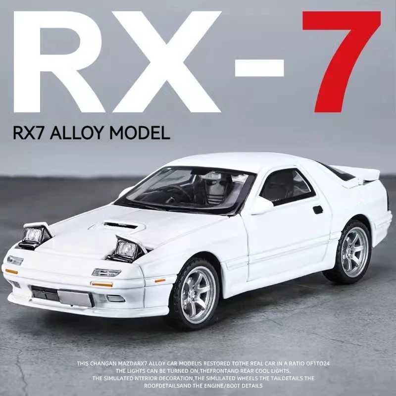 INITIAL D 132 Mazda RX7 RX-7 FC Miniatures Alloy Metal Diecast Car Model Toy Sound Light Vehicle Toys For Boy Children Gifts D260317