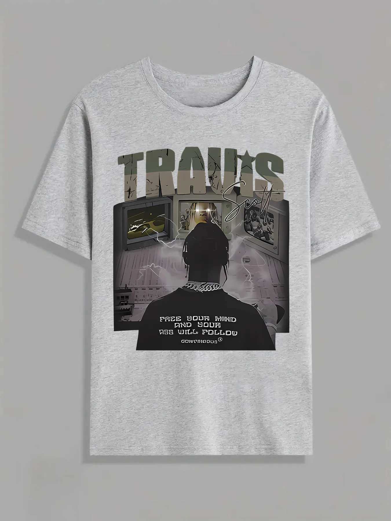 Summer American Streetwear Graffiti Men T-shirt High Street Trendy Style Couple Version 100 Pure Cotton Soft Material M260317