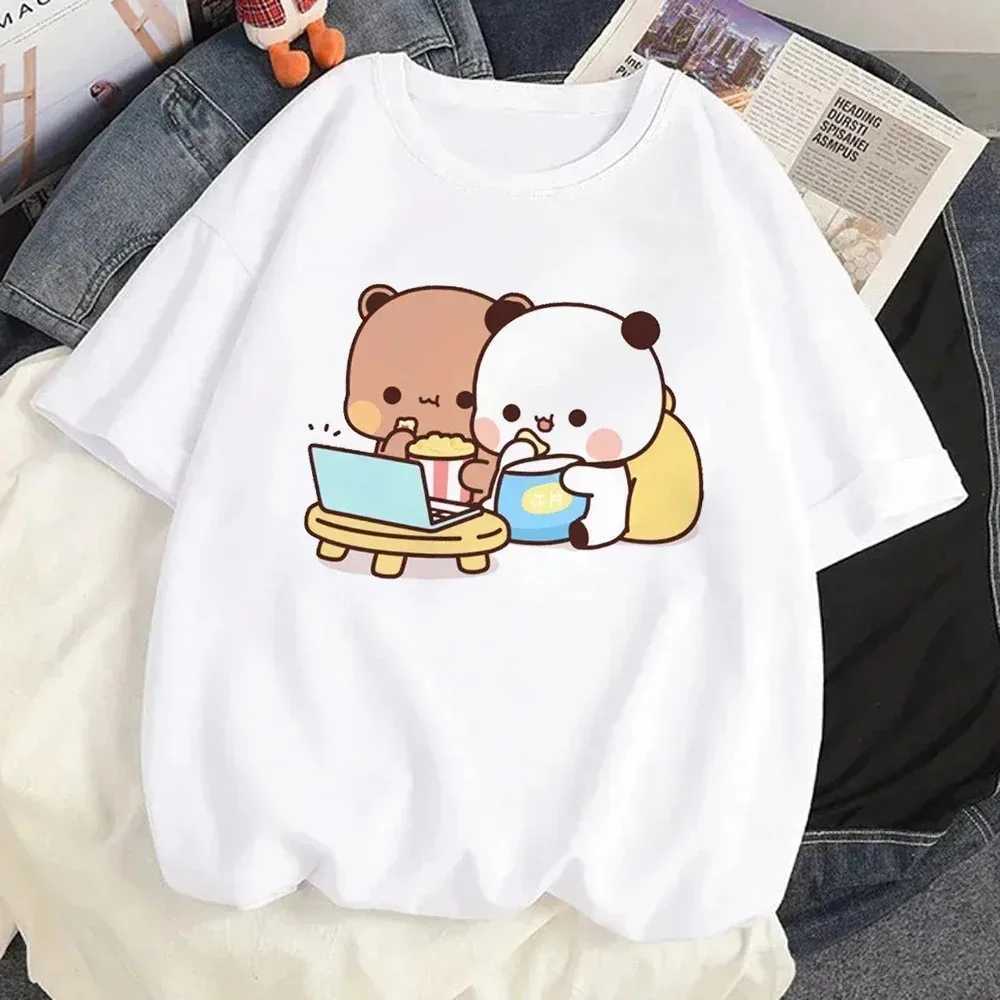 Cute Bear LOVE T Shirt Women Bubu Dudu Couple Tops Tee Summer Short Sleeve Tshirts Female Korean Casual T-shirt Camisetas M260317