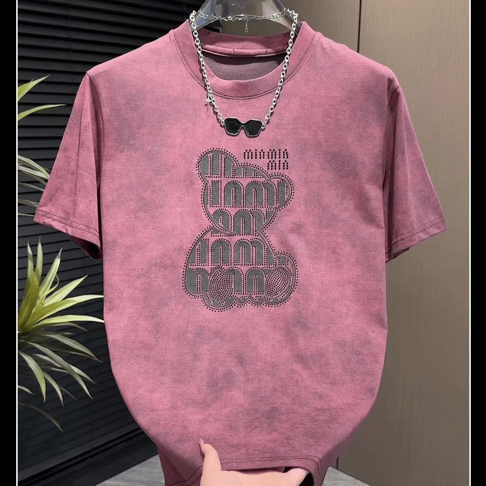 Light Luxury Tie-dye Rhinestone Polo Printed Short-sleeve Summer Men's Trendy Casual Designer T-shirt Half-sleeve Designer Hoodie Fashion Versatile T-shirt