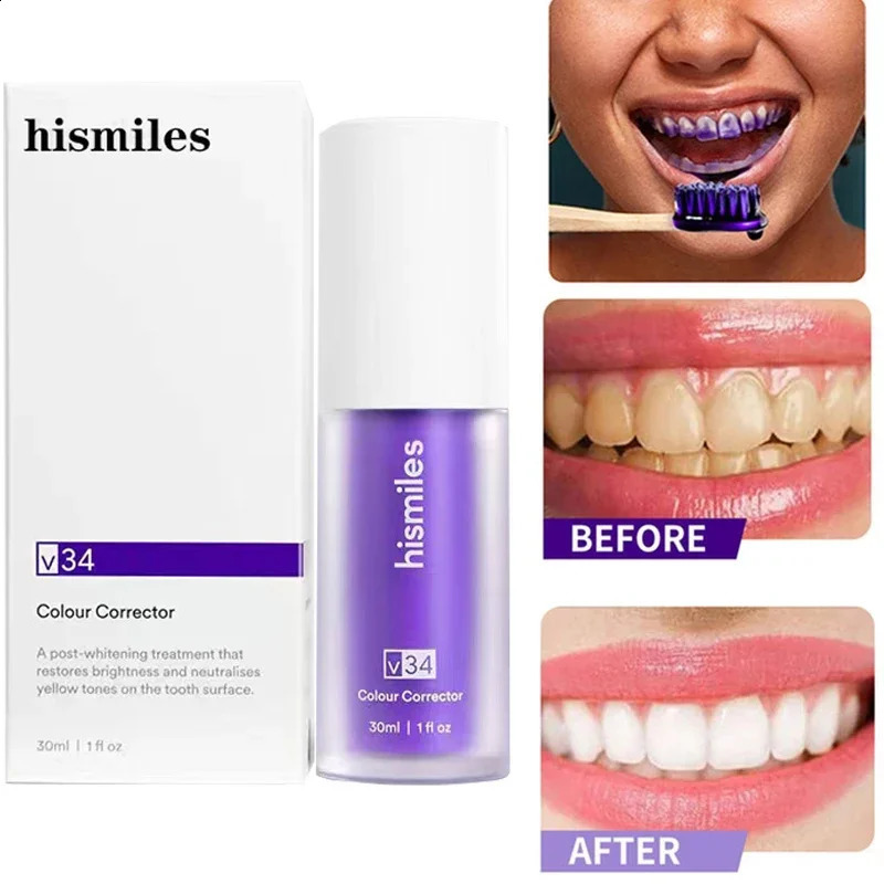 30ml V34 SmileKit Purple Toothpaste s Tartar Clean Oral Hygiene Fresh Breath Teeth Care Products 260316