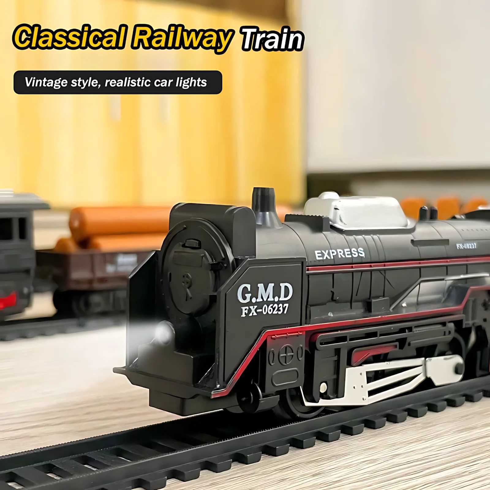 Electric Freight Train Set with Light-Up Tracks STEM Railway Toy for Kids Interactive Christmas Train Gift for Boys Girls D260317
