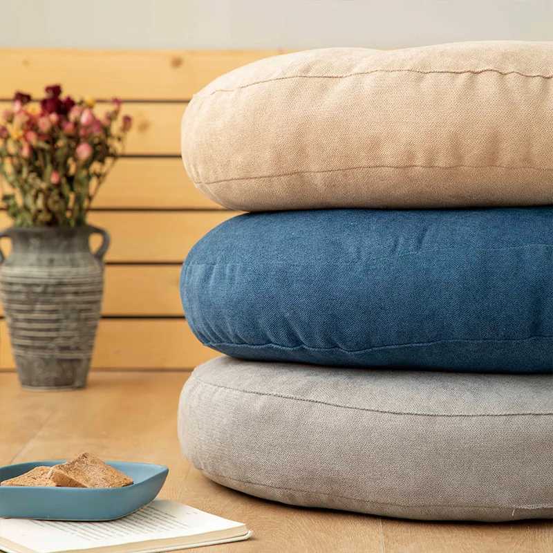 Blue Round Floor Seat Cushion Pillow Thickened Tatami Yoga Mat for Meditation Machine Washable Seat Cushion Office Sleeping Mat D260317