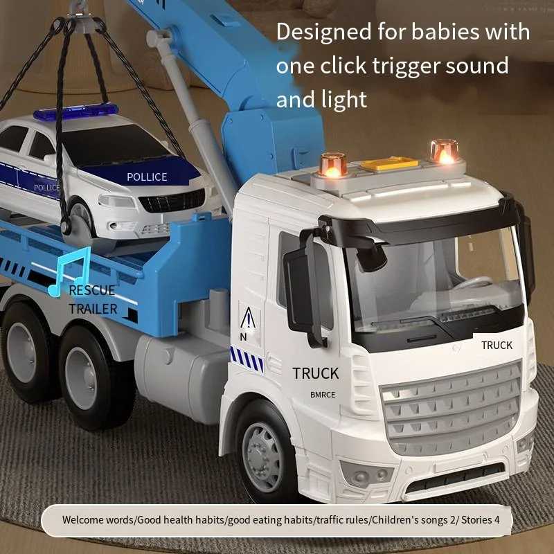 Large Inertia Trailer Toys Road Transport Crane Engineering Model Childrens Educational Sound And Light Toy Car Gift Boys Toys D260317